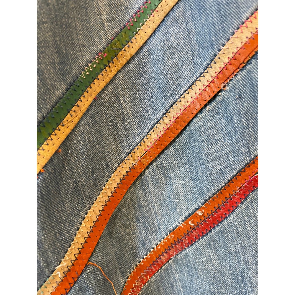 Vintage Faded Glory Jeans Leather Stripes 1970's … - image 6